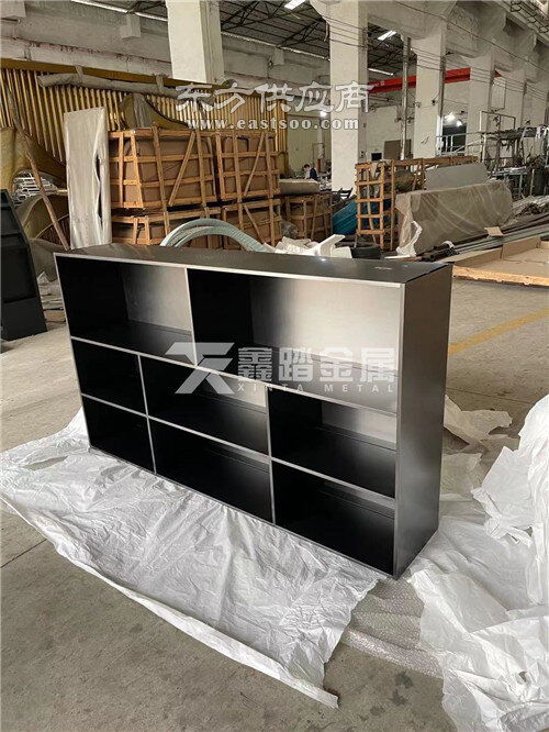 拉丝黑钛金不锈钢置物架 现代风客厅金属柜子来尺定做